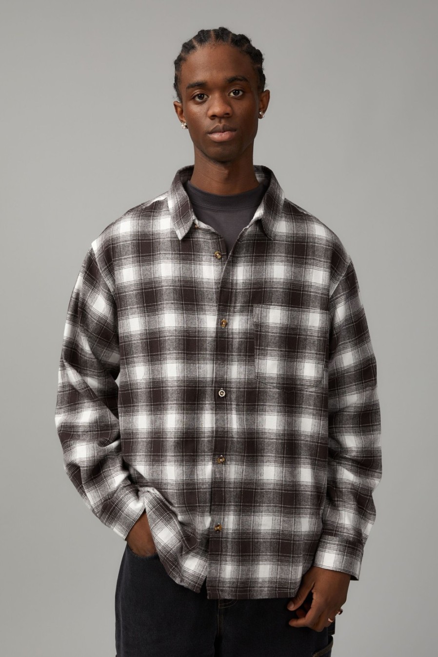 Men Factorie Shirts | Check Shirt Licorice White Check ~ Newwomeclothes